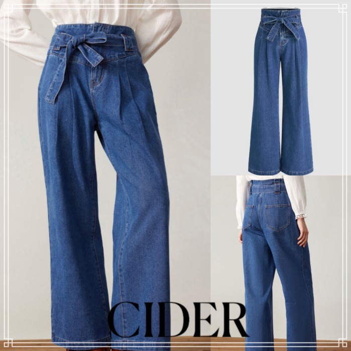 【Cider】ハイウエスト ワイドレッグデニム