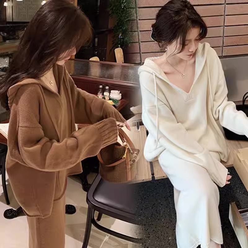フード ニット ロングパンツ セットアップ ルームウェア 韓国