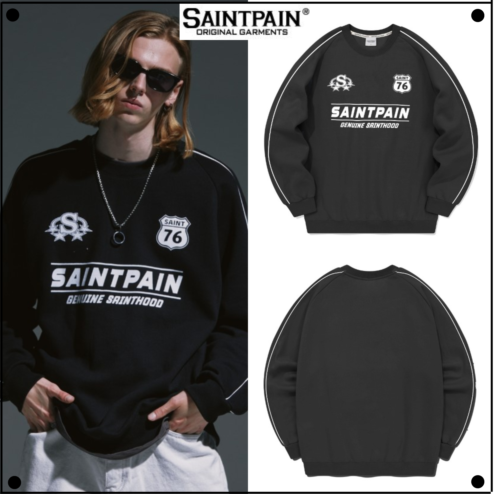 日本未入荷SAINTPAINのSP LEAGUE PIPING CREWNECK