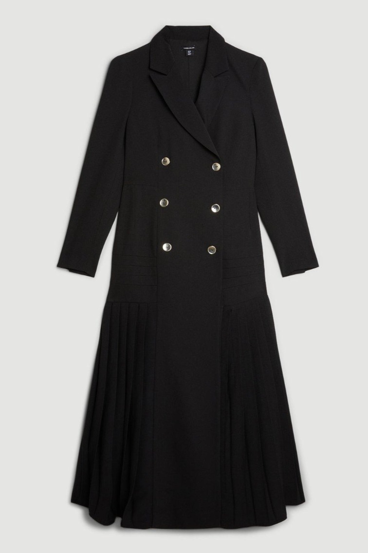 国内発・関税込!! KAREN MILLEN*プリーツボタンディテールドレス 関税込み【KAREN MILLEN】プリーツボタンディテールドレス