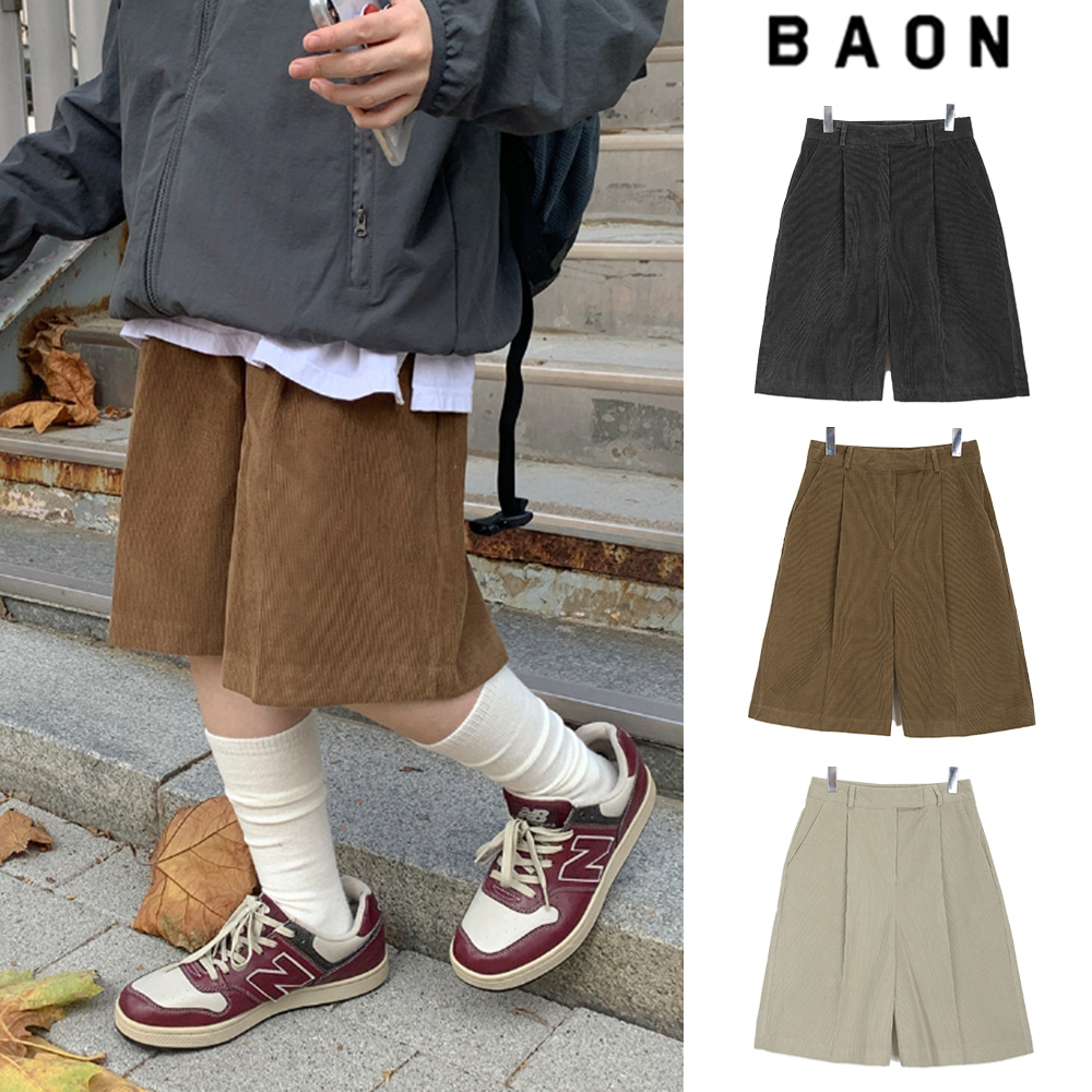 【BAON】Vassell Corduroy Pintuck Bermuda Pants