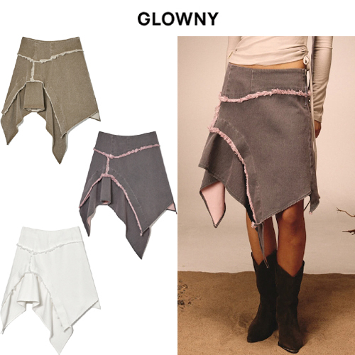 ★2023FW新作★glowny★BONES GRUNGY DENIM SKIRT