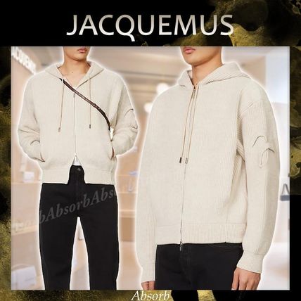 JACQUEMUS Hoodies Wool Street Style Long Sleeves Plain Logo Hoodies