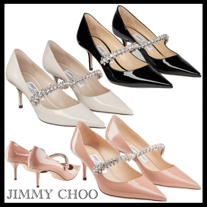 JIMMY CHOO 65 スワロフスキークリスタルパテントレザーパンプス