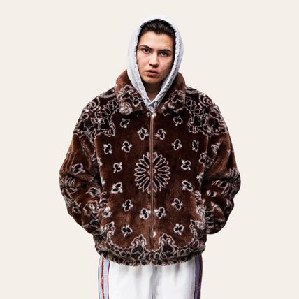 Supreme More Jackets Paisley Unisex Faux Fur Street Style Shearling Skater Style