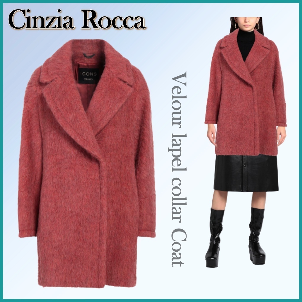 CINZIA ROCCA ベロア ラペルカラー コート