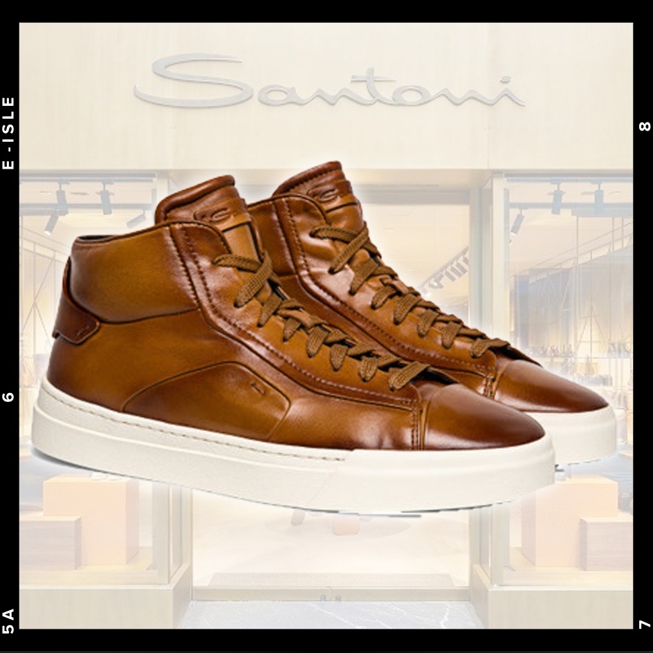 希少【Santoni】レザー ハイトップ スニーカー