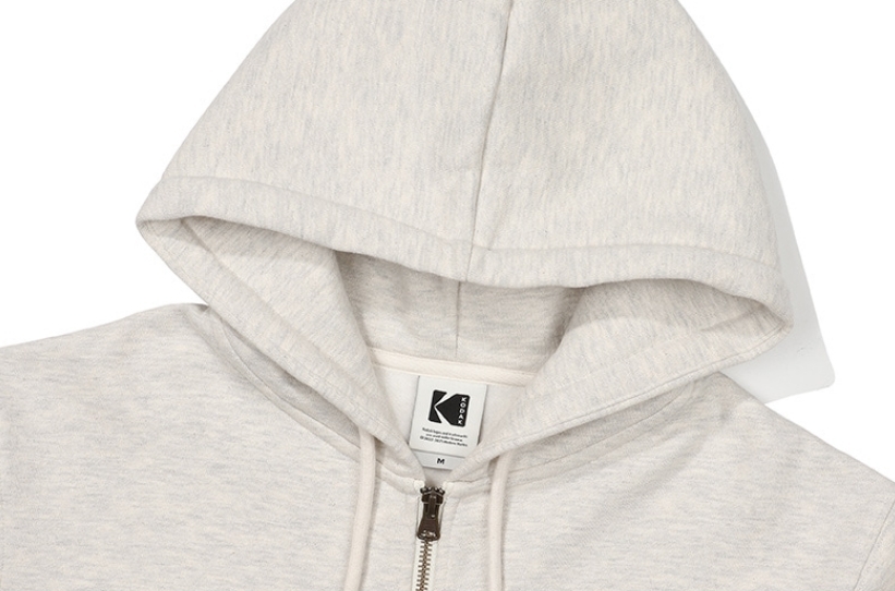 KODAK★大人気★ロゴ起毛フードジップアップ♪ Kodak Apparel Unisex Essential Color Logo Hoodie Zipup Black