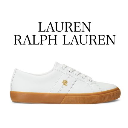 Ralph Lauren Low-Top Round Toe Rubber Sole Lace-up Plain Leather Logo