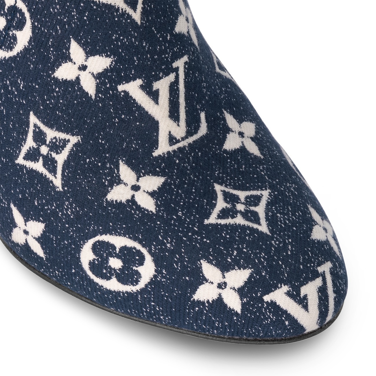 【ルイヴィトン】 シルエットアンクルブーツ 8cmヒール 新作*LV デニムモノグラムシルエットアンクルブーツ 8cmヒール