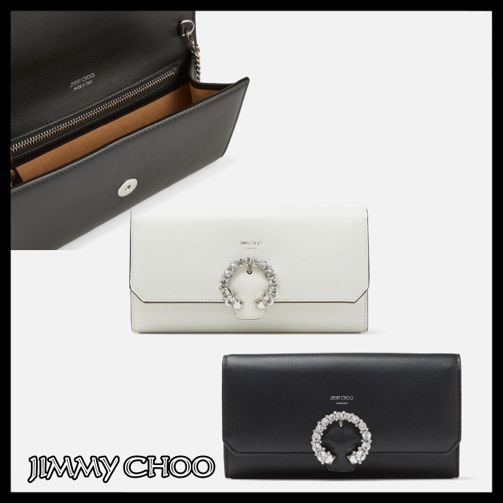 JIMMY CHOO Wallet W/Chain カーフレザーウォレット