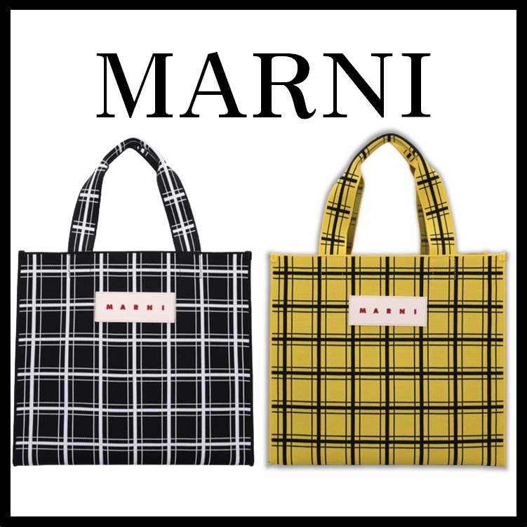 ★送料・関税込★MARNI★MARNI LOGO TAG CHECK TOTE BAG★