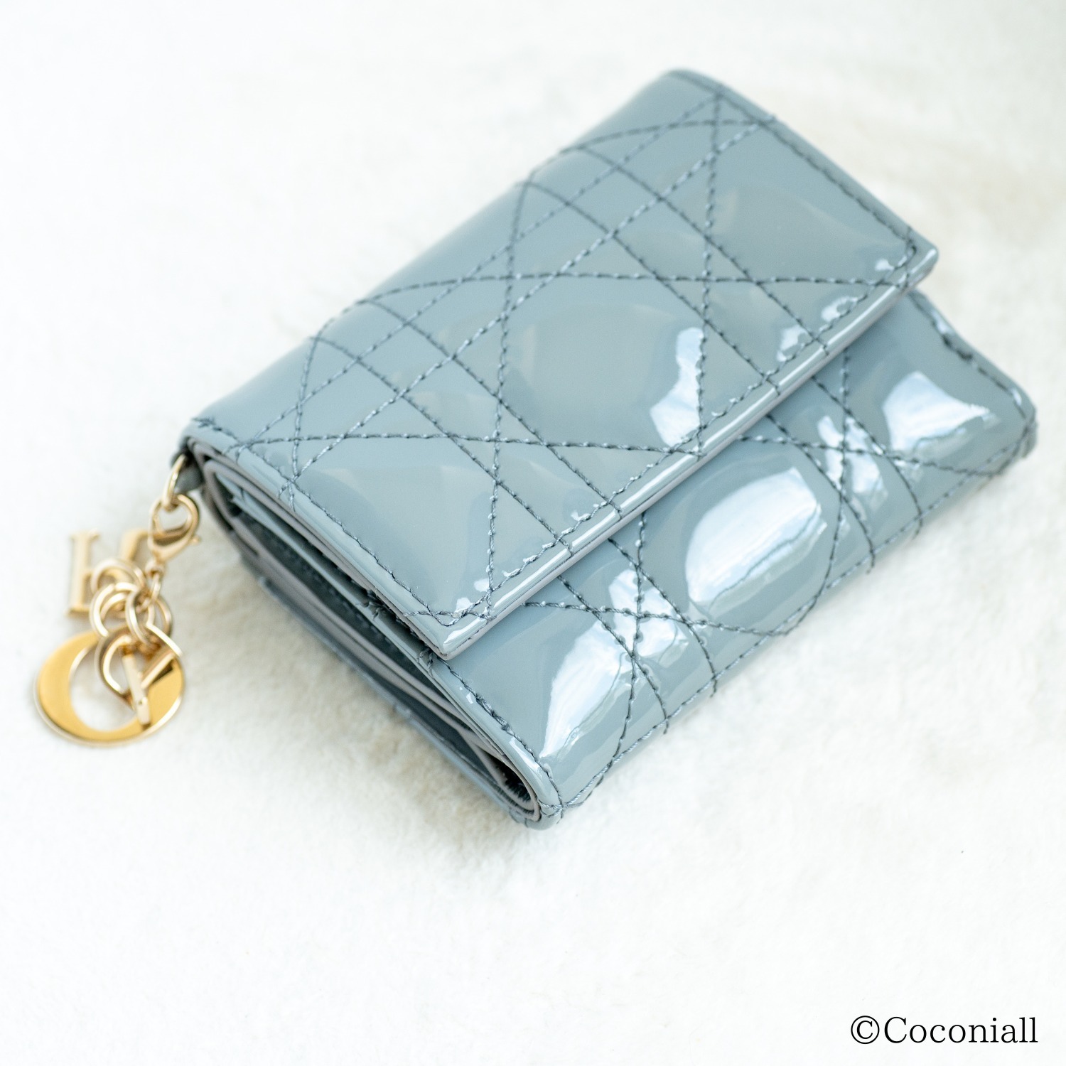 希少】LADY DIOR ロータスウォレットカナージュ パテント 財布・小物