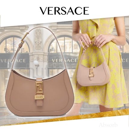 VERSACE Handbags Casual Style 2WAY Plain Leather Party Style Elegant Style