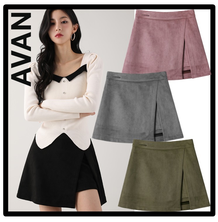 ★送料・関税込★AVANDRESS★Suede Chic Slit Mini Skirt★