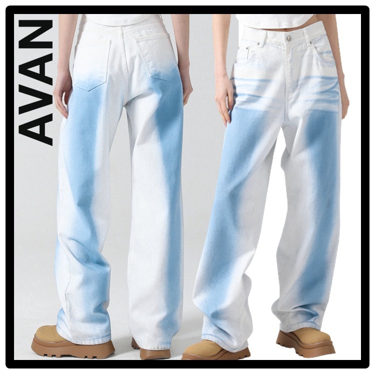 ★関税込★AVANDRESS★ミルキーホワイト ワイド デニムパンツ★