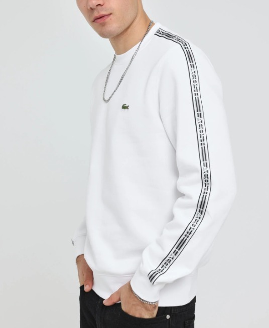 大人気【Lacoste】Logo Tape Fleece スウェットシャツ 4色 ◇Lacoste◇ 人気! Logo Tape Fleece スウェットシャツ