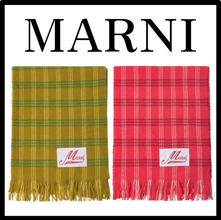 ★送料・関税込★MARNI★MARNI GREEN CHECK WOOL SCARF★