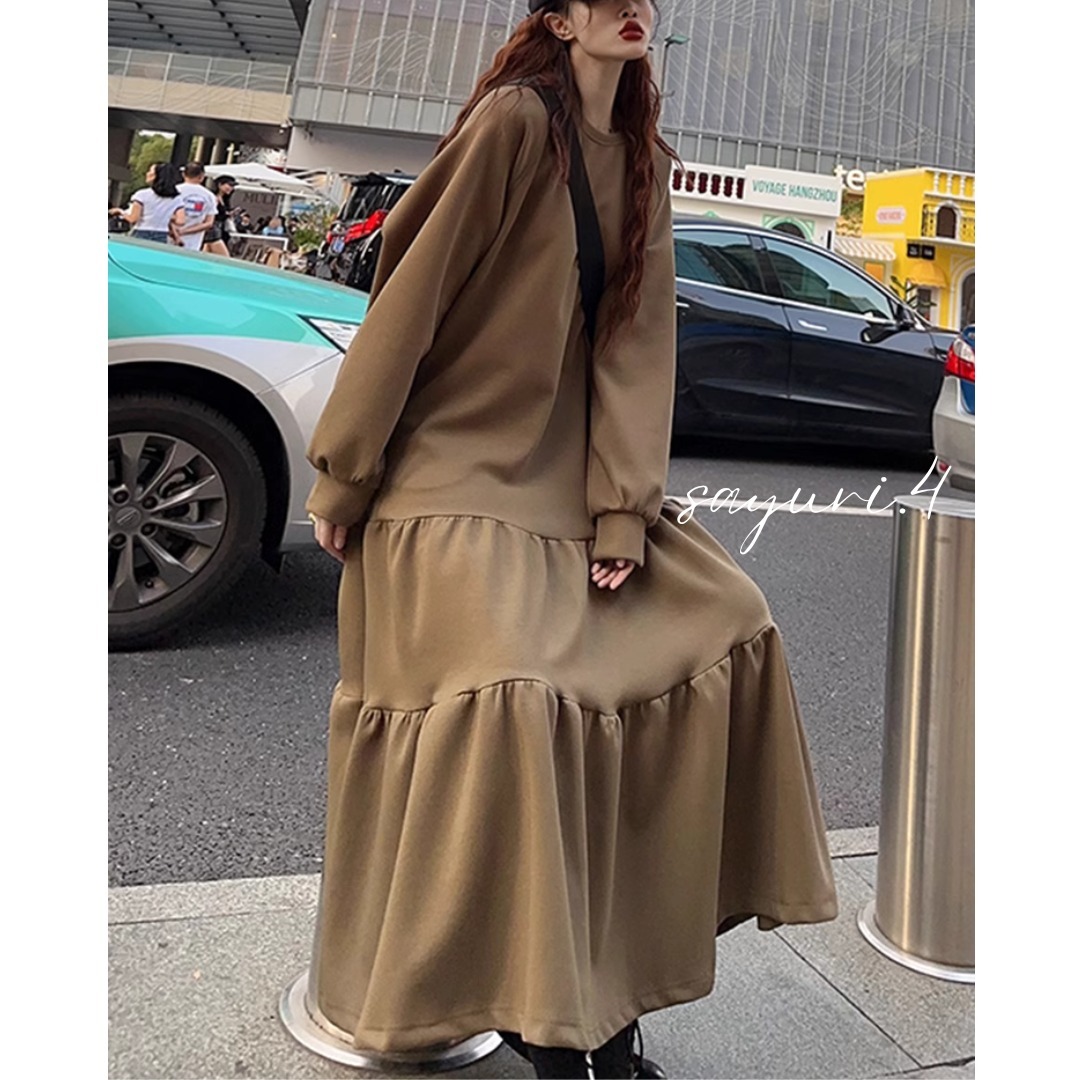 ★全2色★ワンピース スウェット ロング丈 長袖
