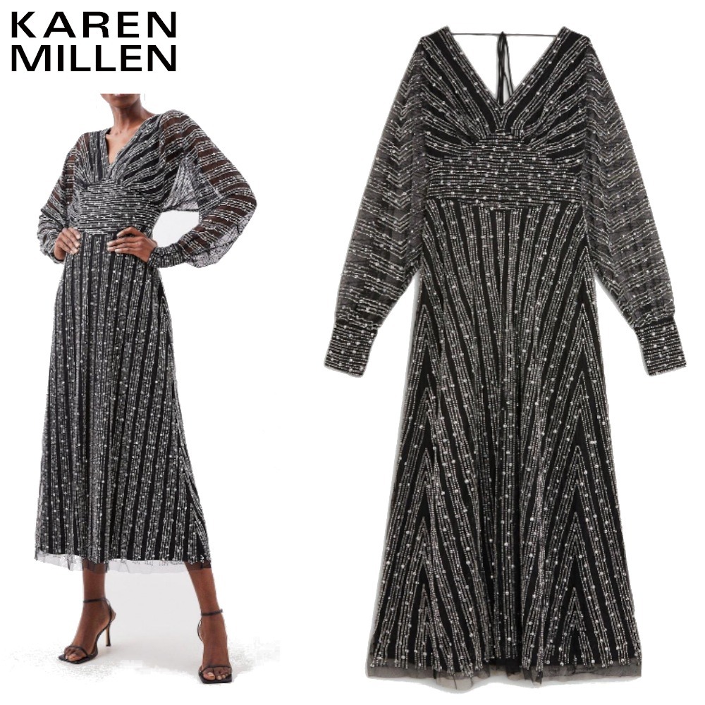 日本未入荷★Karen Millen ドレープネックマキシワンピース 日本未入荷☆Karen Millen メッシュマキシドレス (Karen Millen