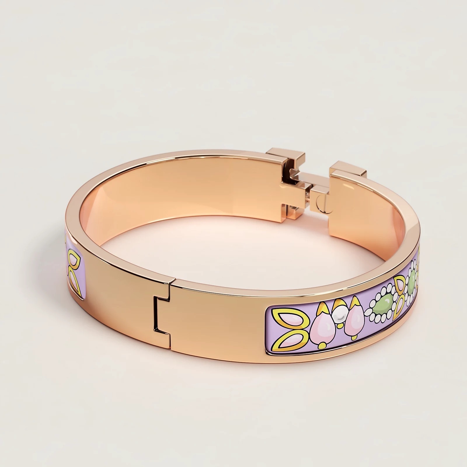 【華やかデザイン】HERMES《クリックH》 エナメルブレスレット