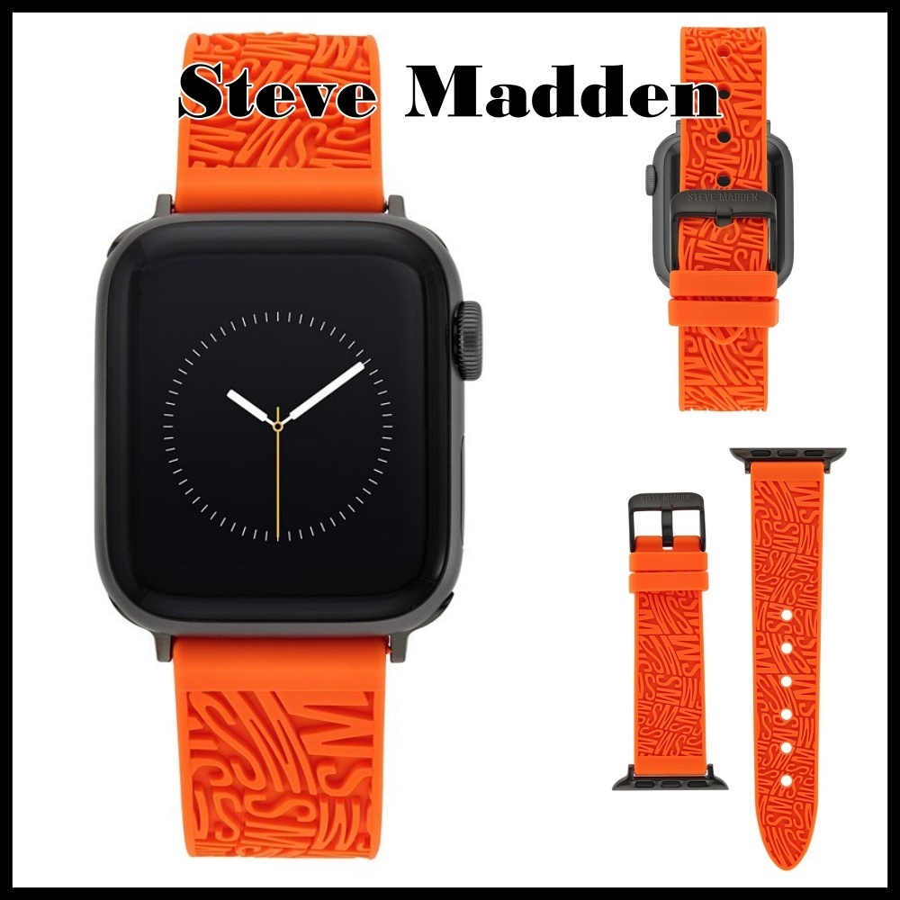 Steve Madden★華やかオレンジSwirlロゴApple watchストラップ