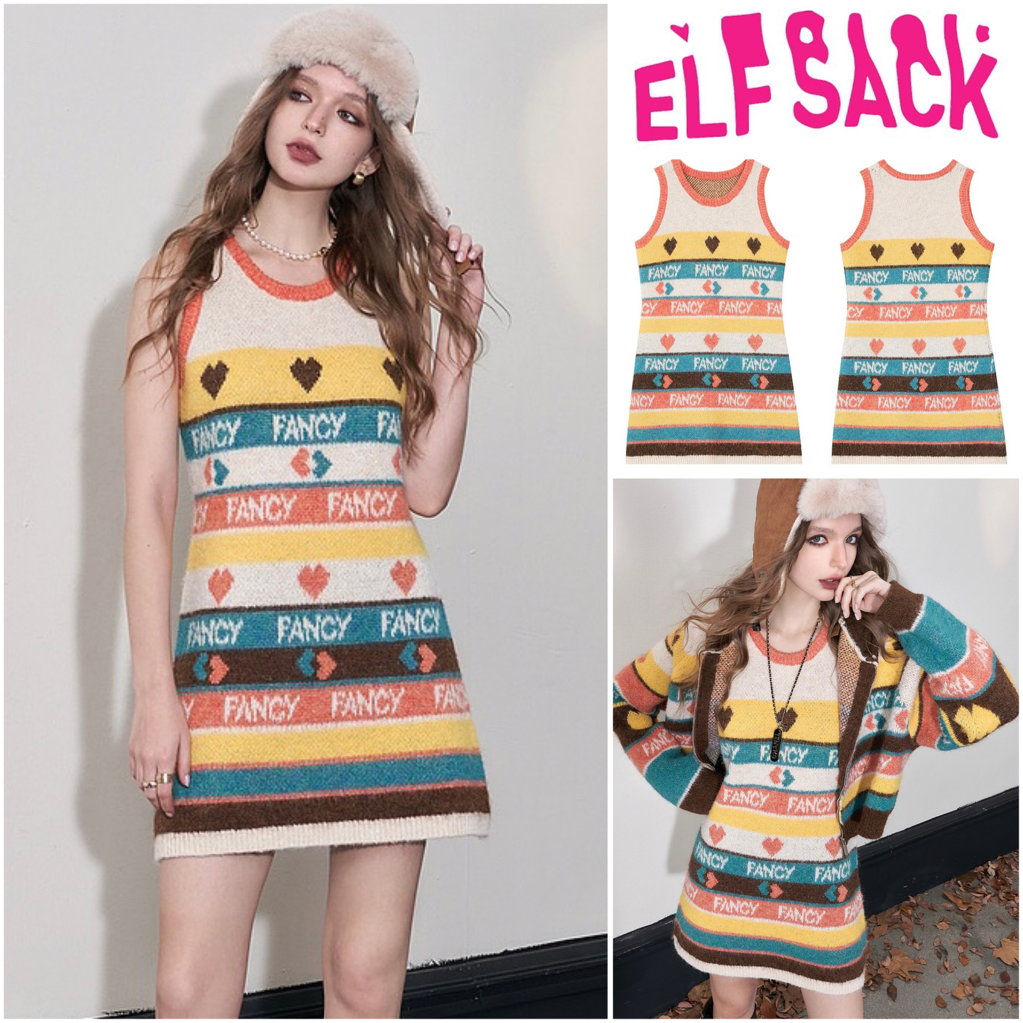★ELF SACK★ カジュアル ニット ミニワンピース /送料込