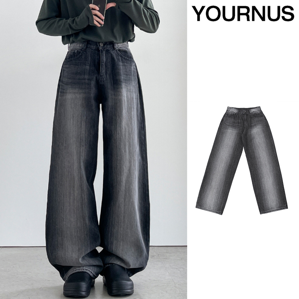 【YOURNUS】Timer Black Washed Wide Denim