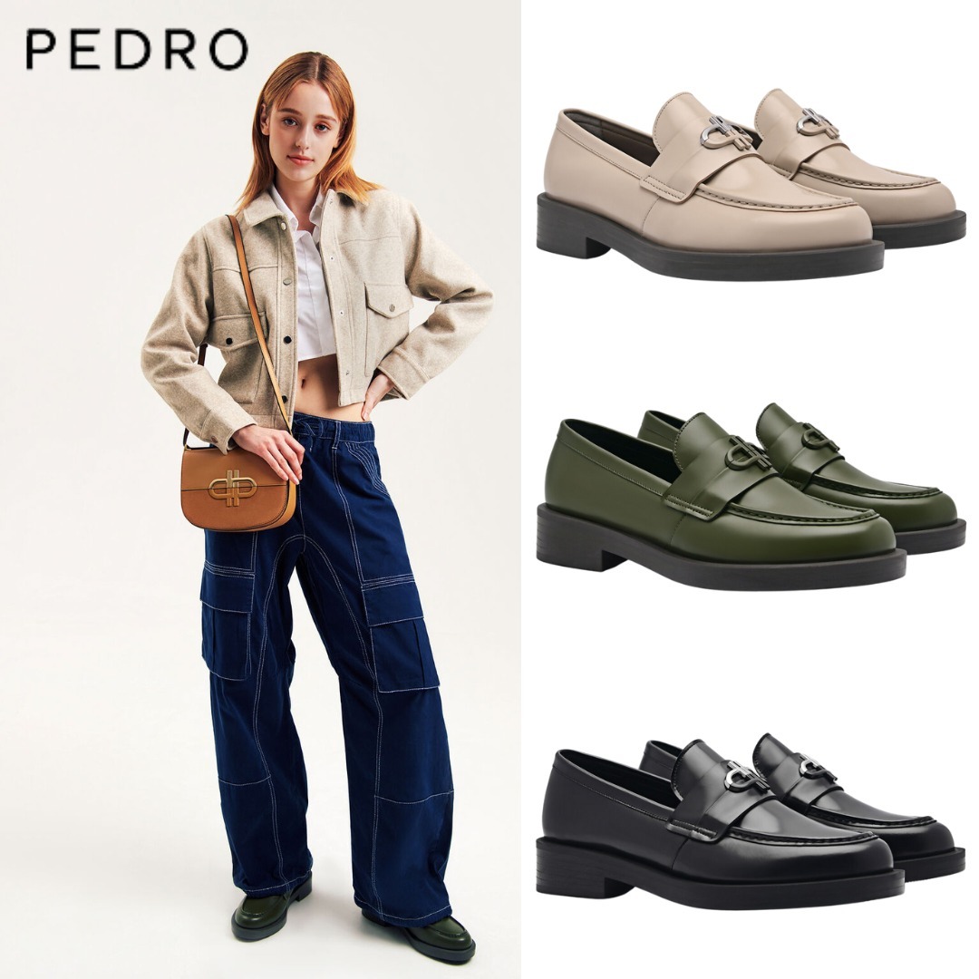 台湾 PEDRO ペドロ ロゴ レザー ローファー