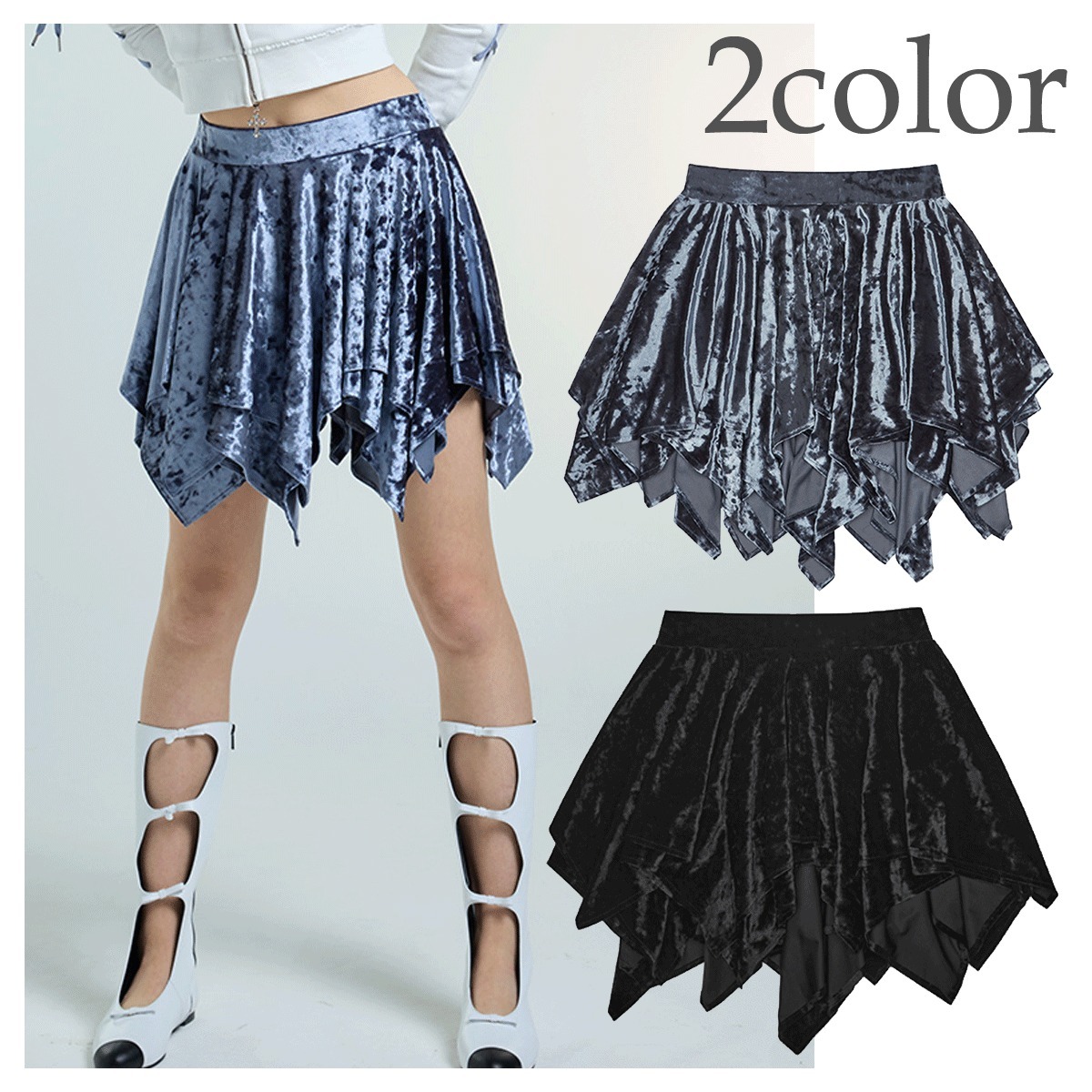ミニスカート LUV IS TRUE AM VELVET SKIRT BMY884