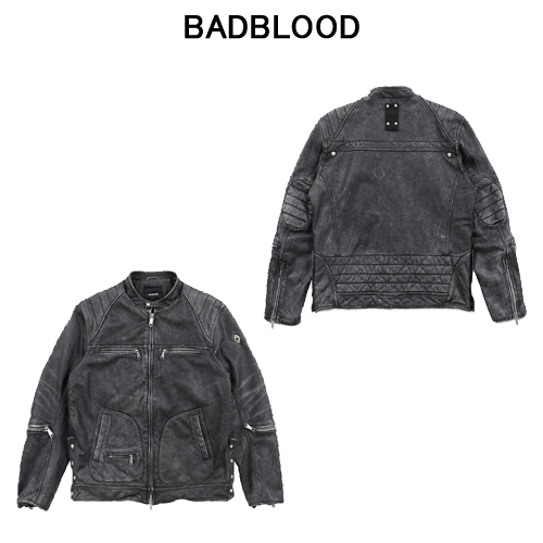 ★韓国人気★BADBLOOD★Cracked Leather Racing Jacket