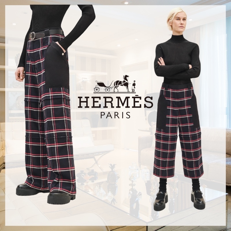 【秋冬新作♪】 HERMES ジッパー付き アジャスタブル・パンツ