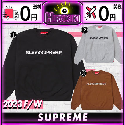 Supreme 2023-24FW Unisex Street Style Collaboration Logo Sweatshirts  (Supreme BLESS Crewneck)