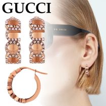 国内発送**GUCCI**　 ロゴ フープピアス　ピンクゴールドトーン