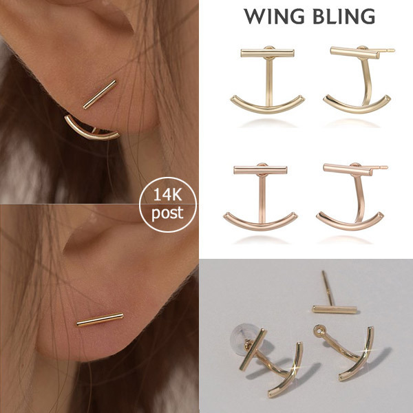 WING BLING■14K post AILISH earjacket ツーウェイピアス