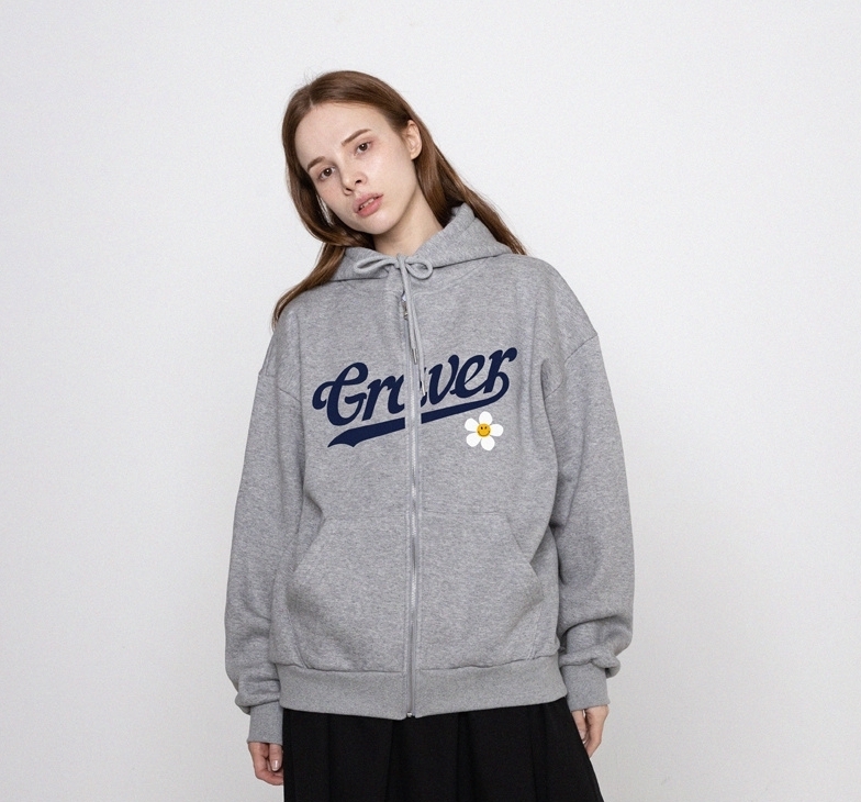 【GRAVER】23FW★ Big Baseball Logo Flower Hood Zip-up GRAVER】23FW☆ Big Baseball Logo Flower Hood Zip-up (GRAVER