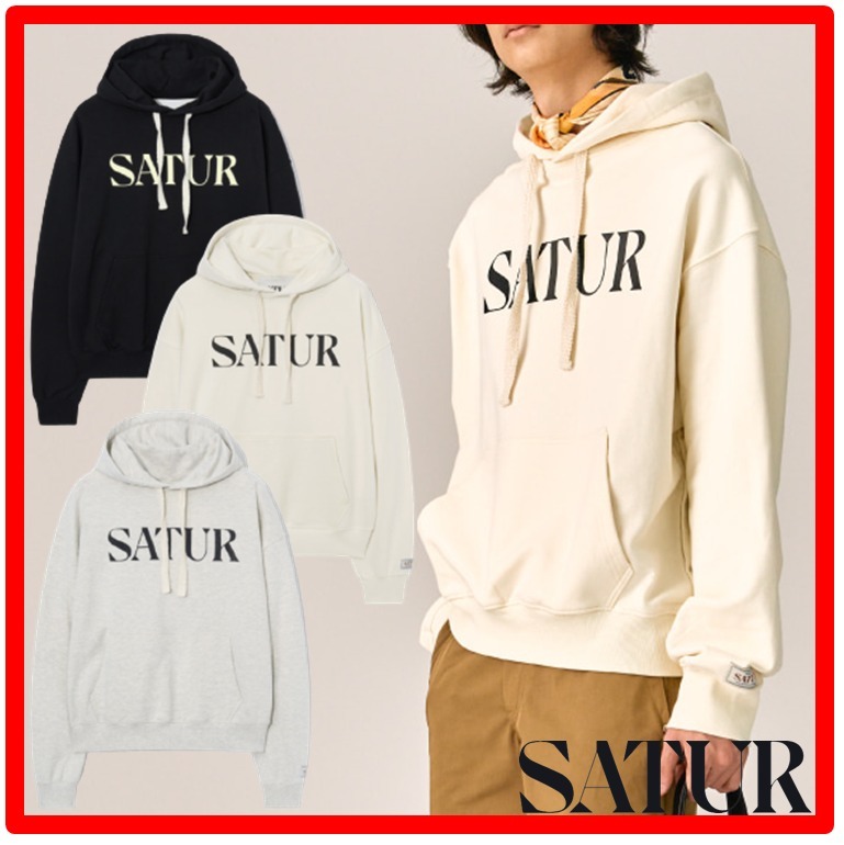 ★韓国の人気★【SATUR】★Classic Letter Logo Hoodi.e★