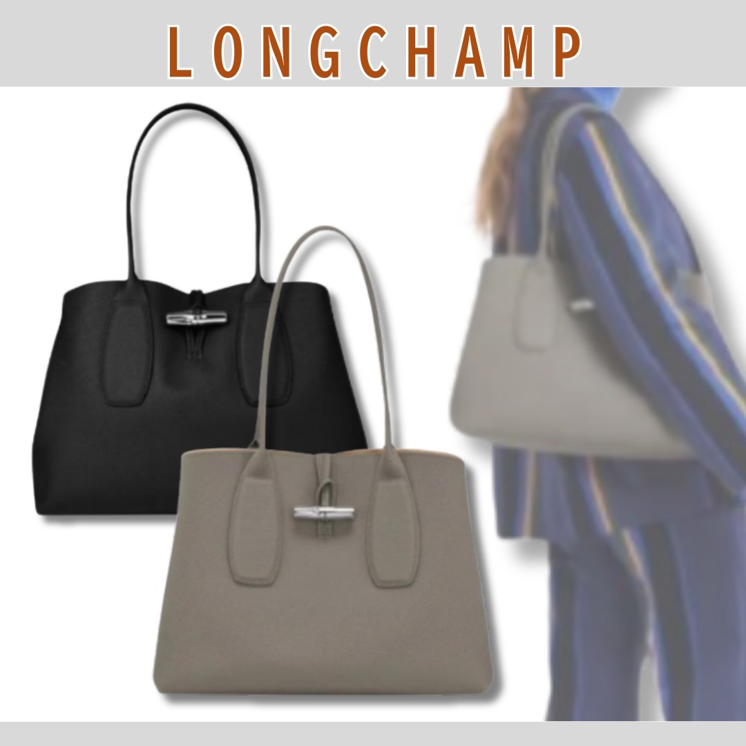 Longchamp ロゾー ラージ トートバッグ 本革 ブラック キジバト