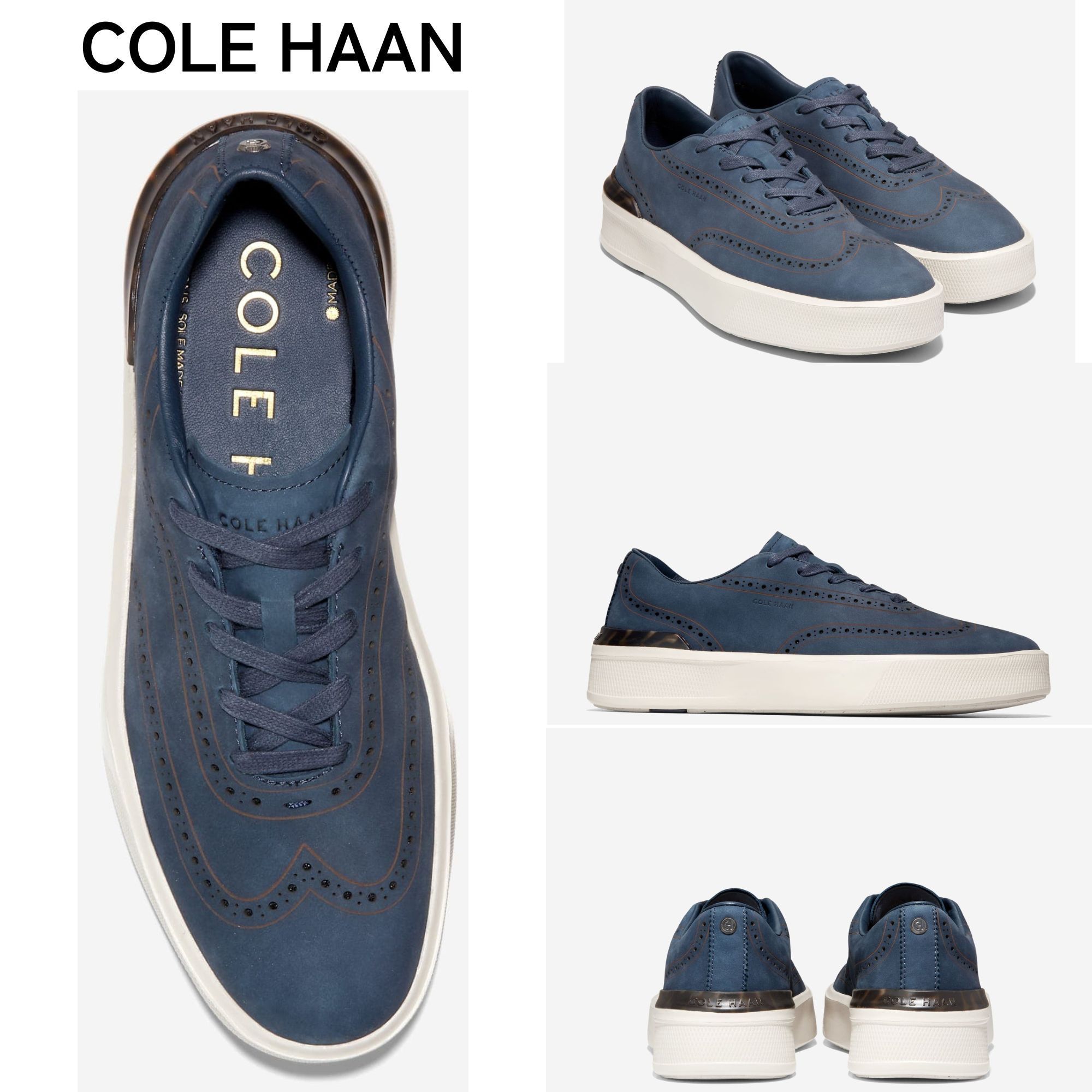 【Cole Haan】Men's GrandPro Crew Wingtip Sneakers