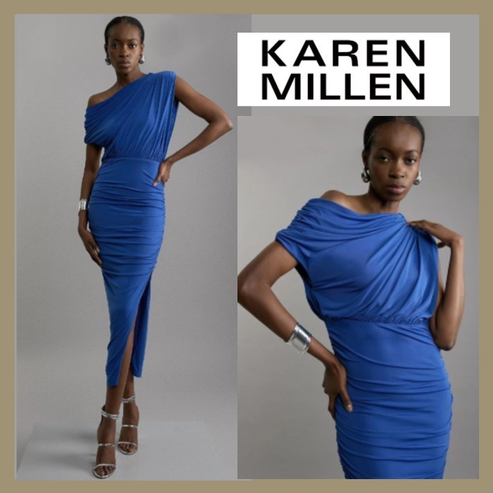 Karen Millen ジャージー クレープ ドレープ ドレス