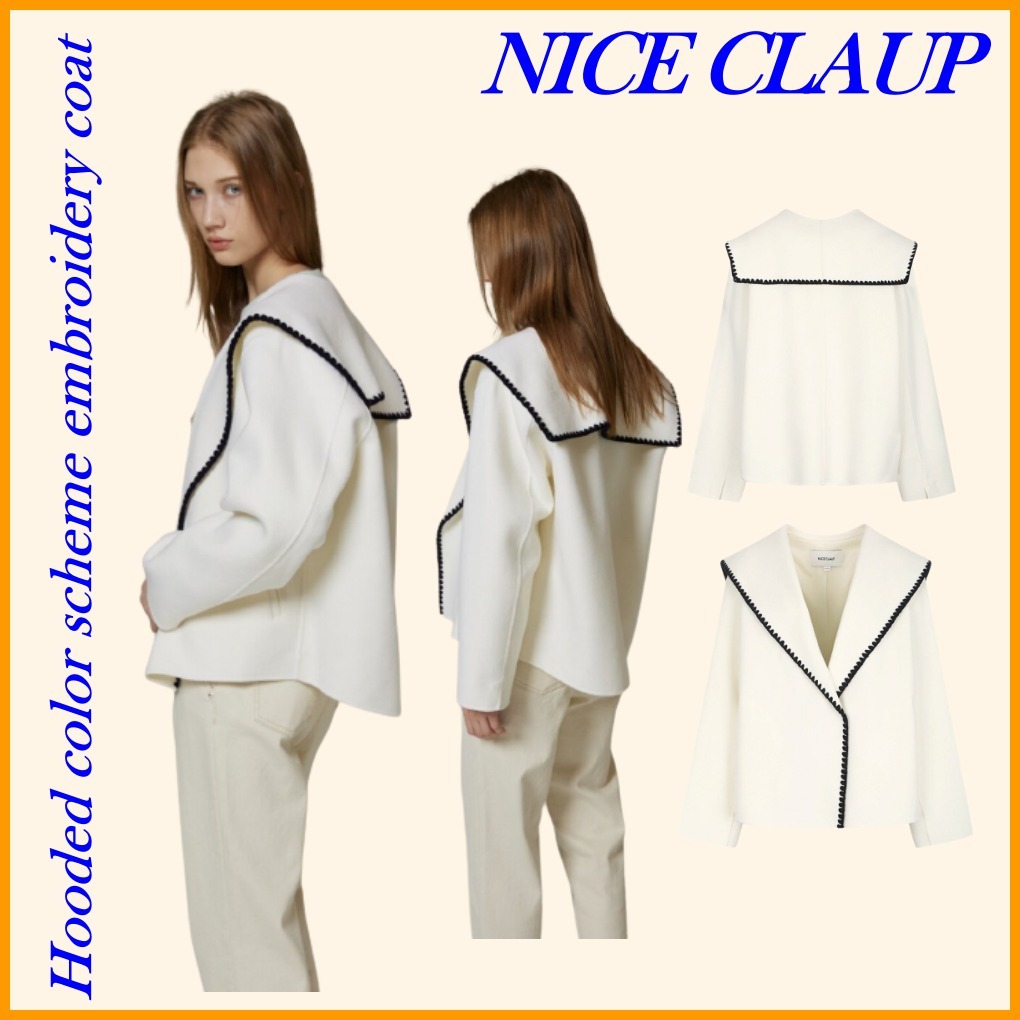 ■NICE CLAUP(ナイスクラブ)Hooded scheme embroidery coat