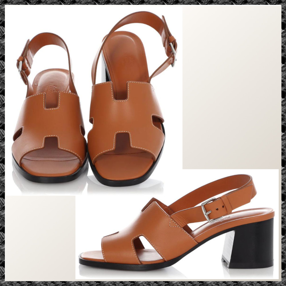送料込み【HERMES】エルメス GOLD CALFSKIN ELBE 60 SANDALS