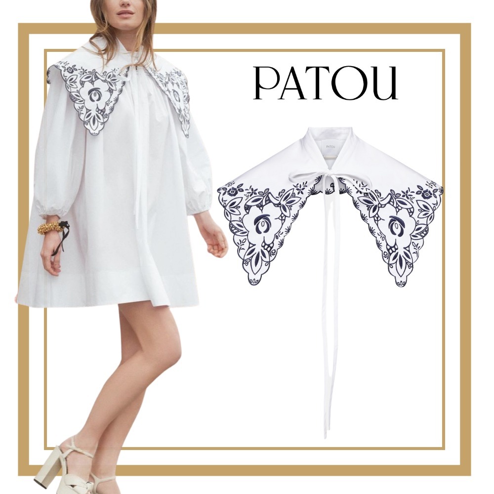 ◆関税込◆ PATOU コットン 刺繍入り ポプリンカラー つけ襟