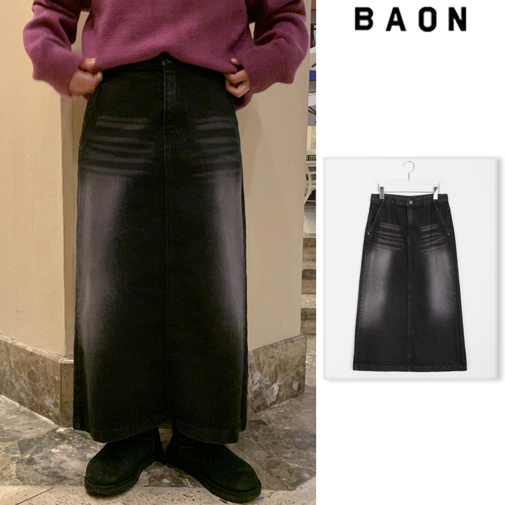 【BAON】Colan washed denim long skirt