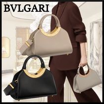 【BVLGARI】ROMA ミディアムトップ 彫刻入り ハンドルバッグ