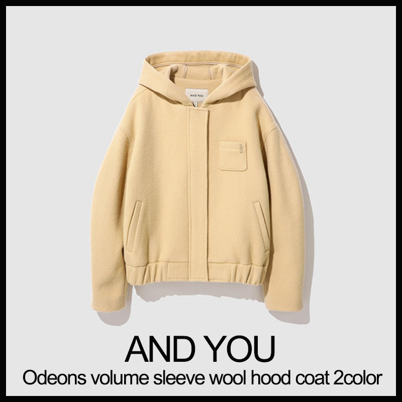 【AND YOU】ODEONS VOLUME SLEEVE WOOL HOOD COAT