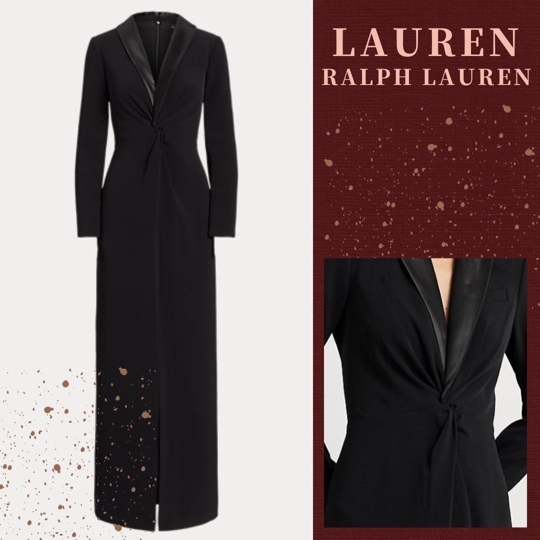 NEW【LAUREN Ralph Lauren】クレープ ロング ブラック ドレス