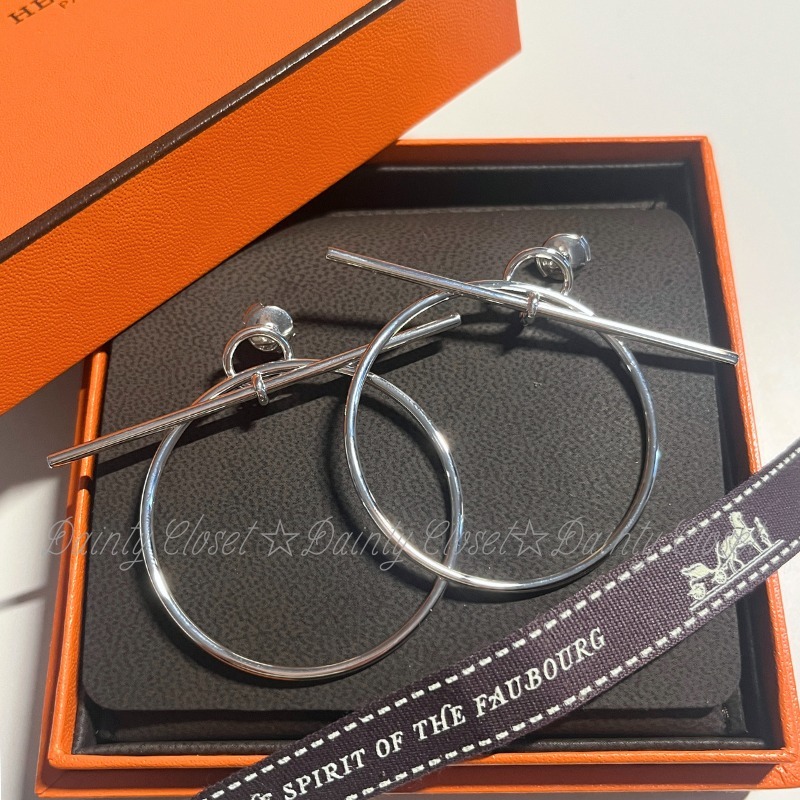 HERMES エルメス ループピアス シルバー ミディアム Tバー