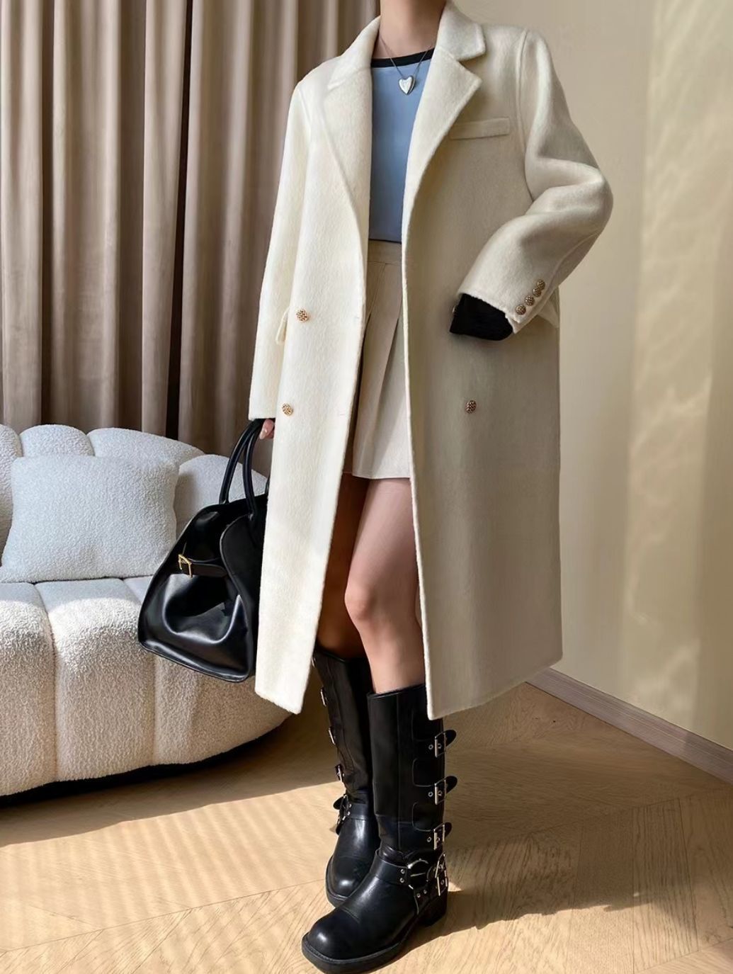 ロングコート♪ 3colours あったか カシミヤ 質感ウールコート ロングコート♪ 3colours あったか カシミヤ 質感ウールコート