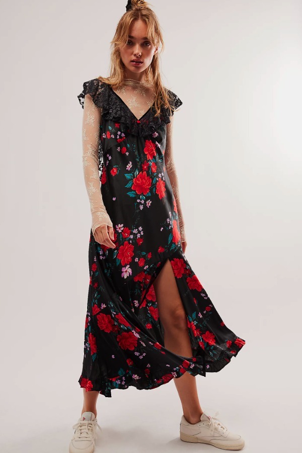FREE PEOPLE ロング マキシ ドレス フラワー 花柄 ローズ 薔薇